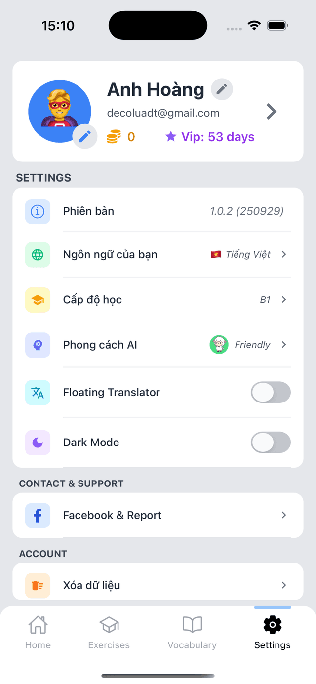 Settings - Customize Experience